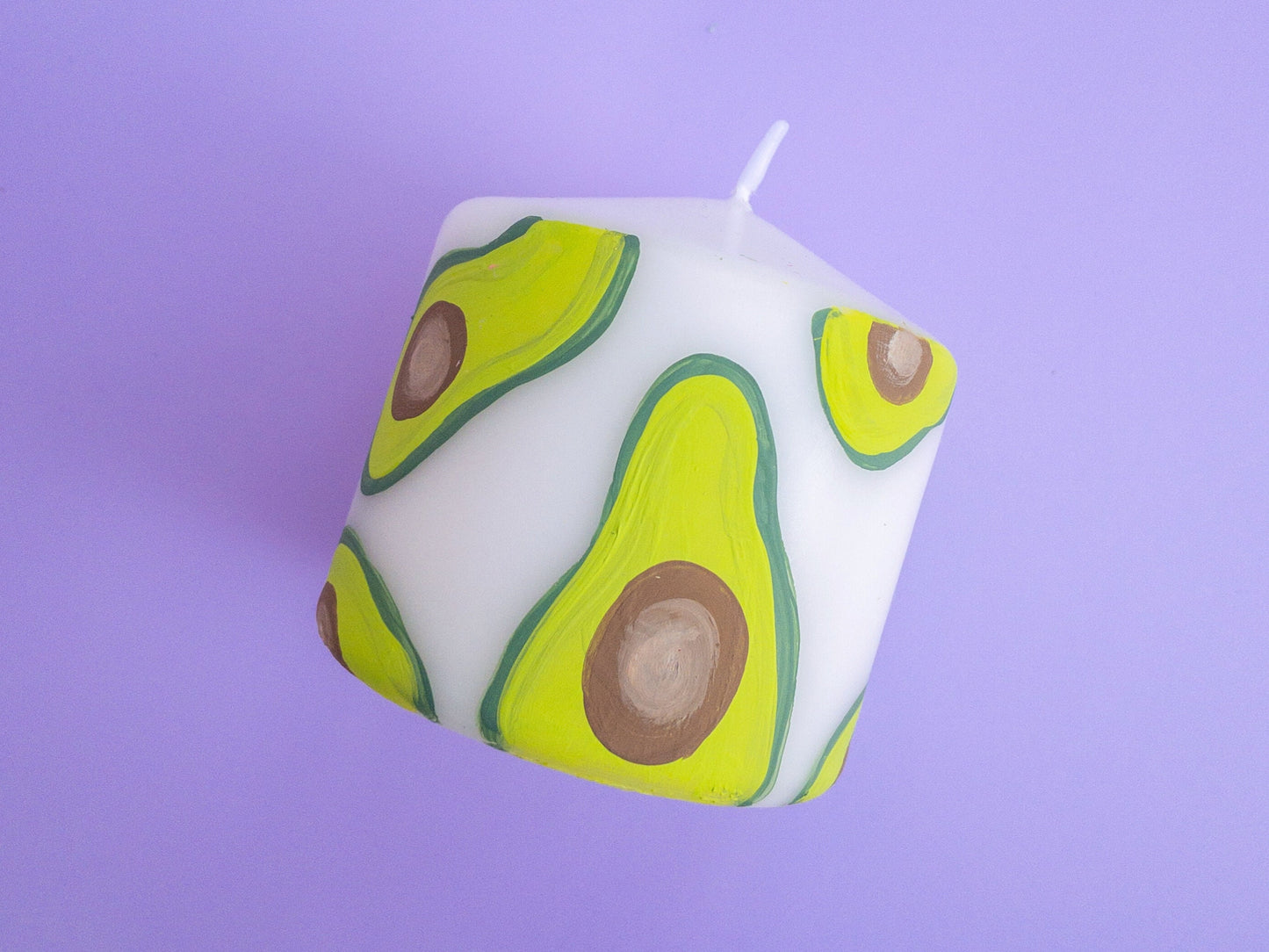 Painted Avocado Print Pillar Candle,