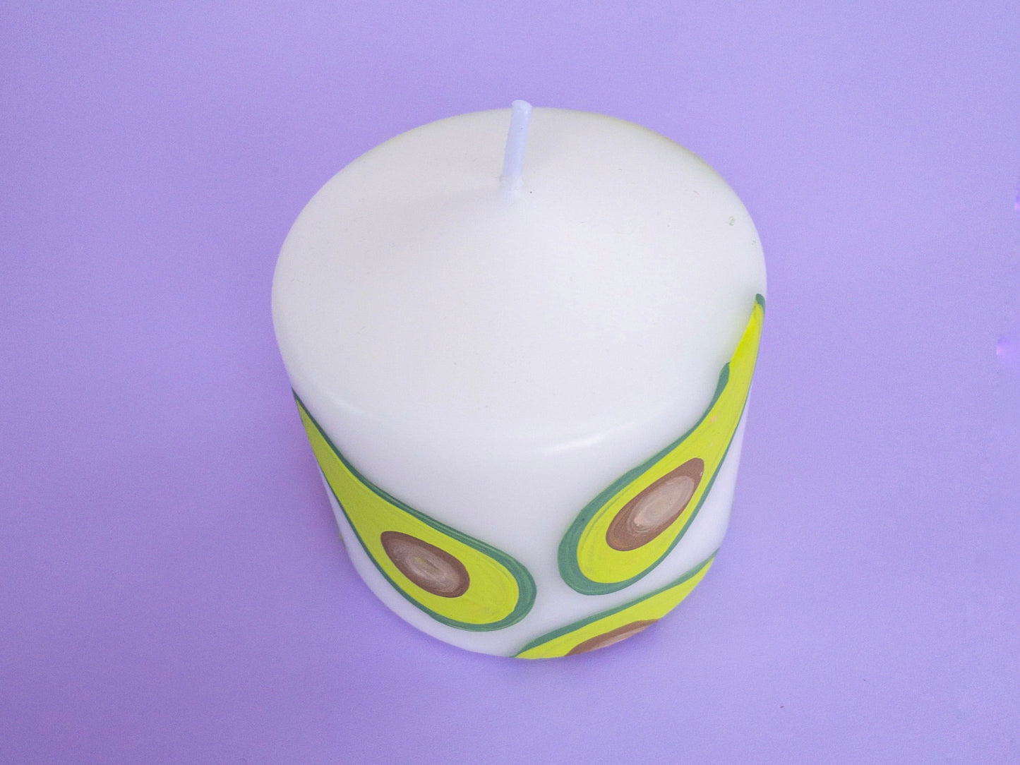 Painted Avocado Print Pillar Candle,