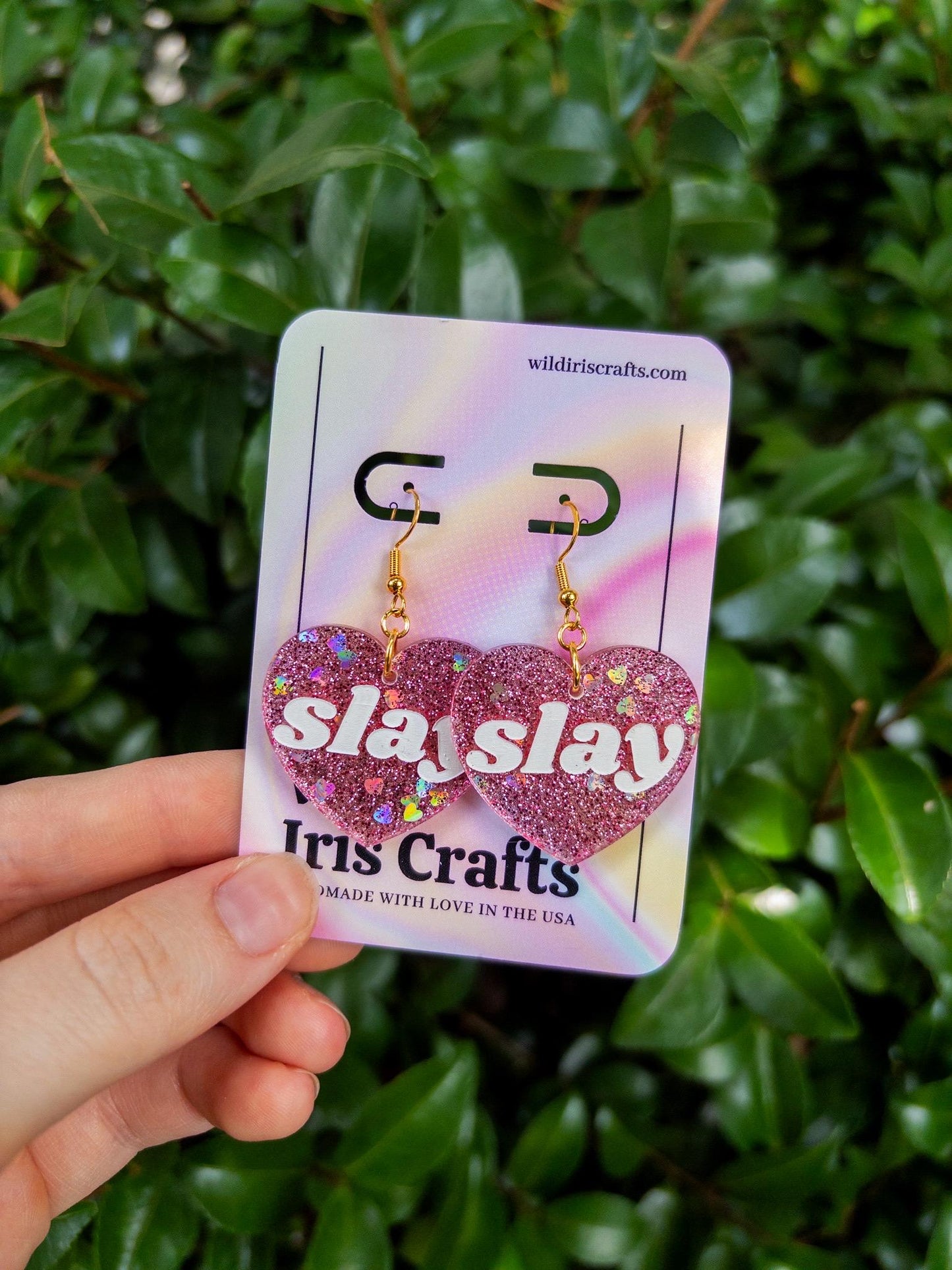 Pink Glitter Heart Shaped Slay Earrings