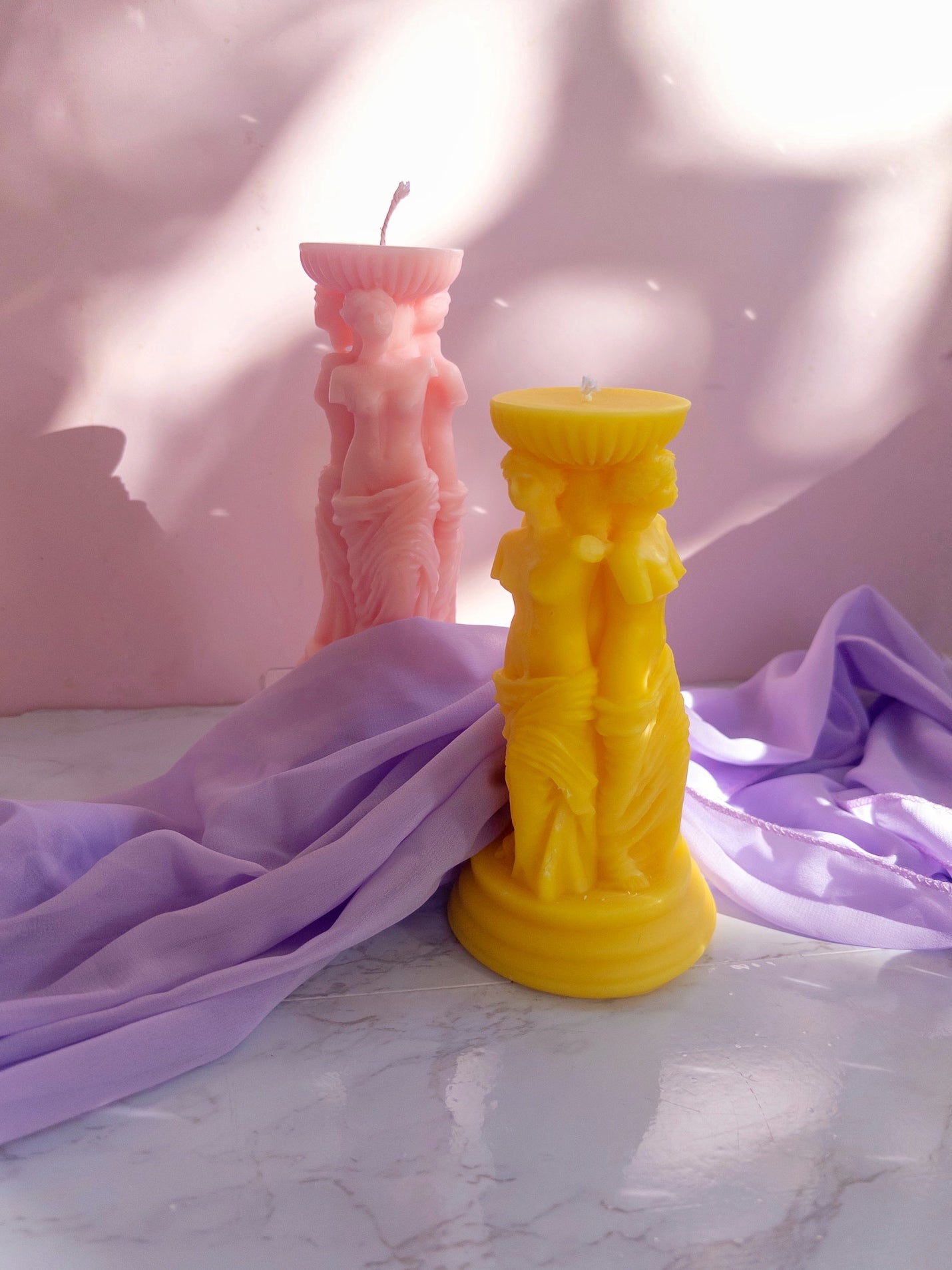 Grecian Women Statue Pillar Candle