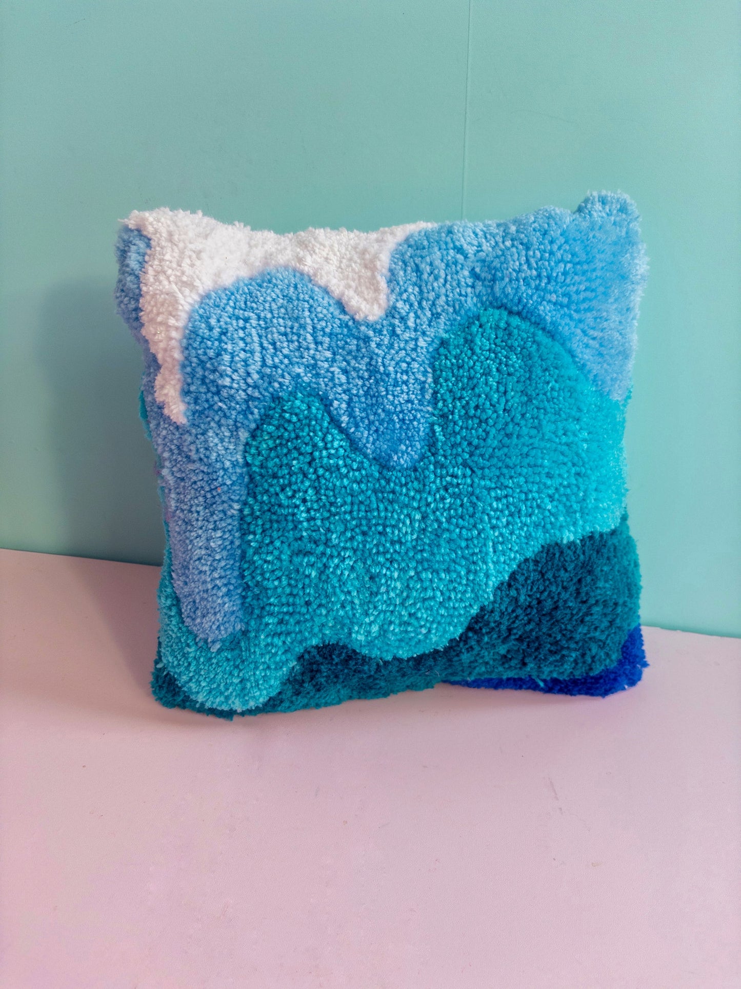 Tufted Blue Wave Decorative Pillow