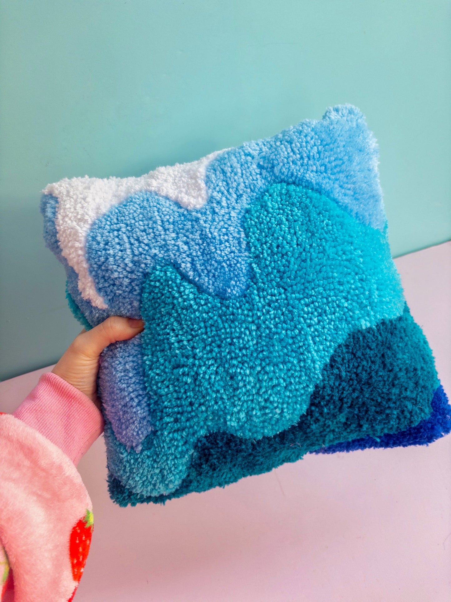 Tufted Blue Wave Decorative Pillow
