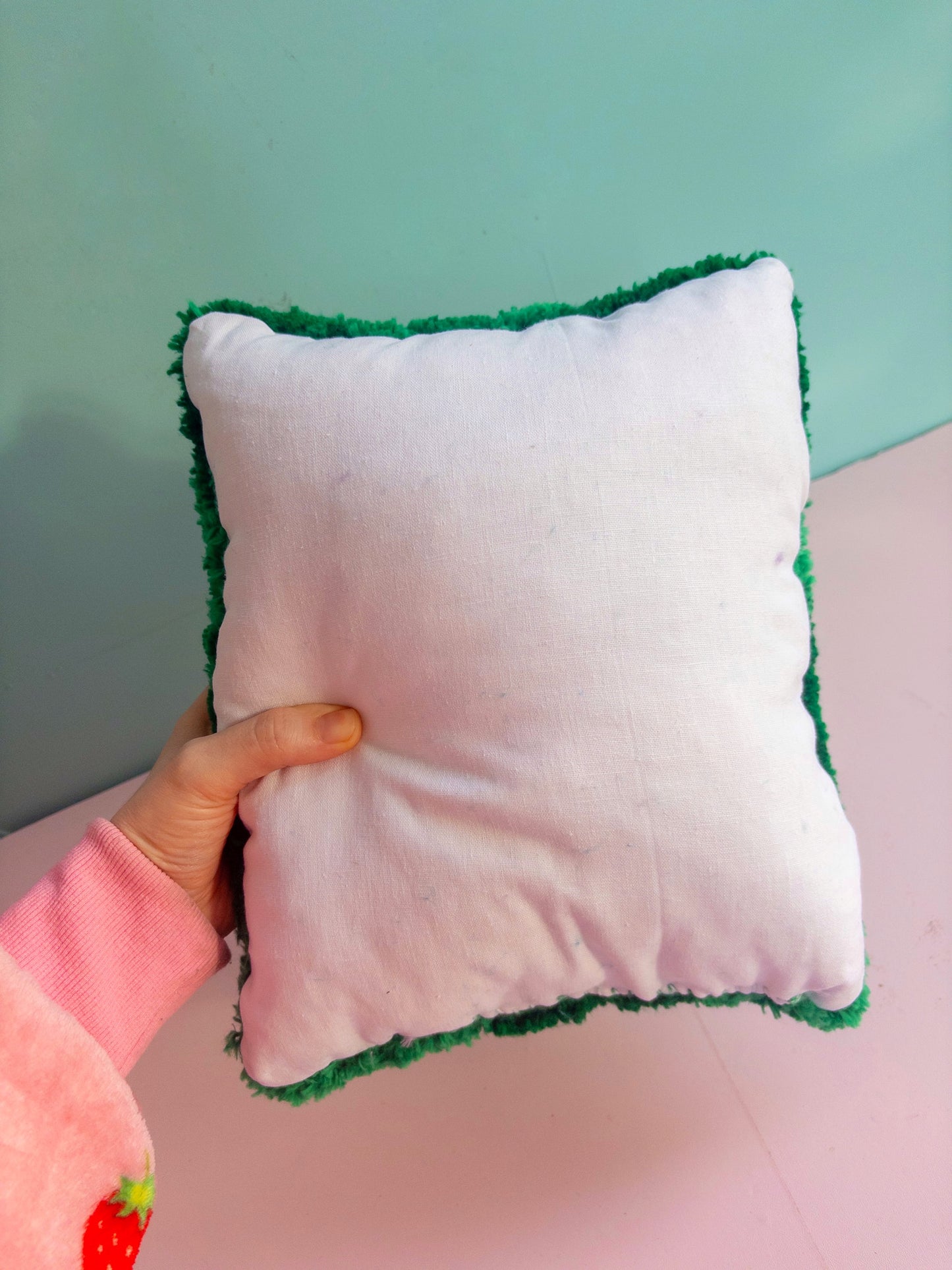 Tufted Green Check Decorative Pillow