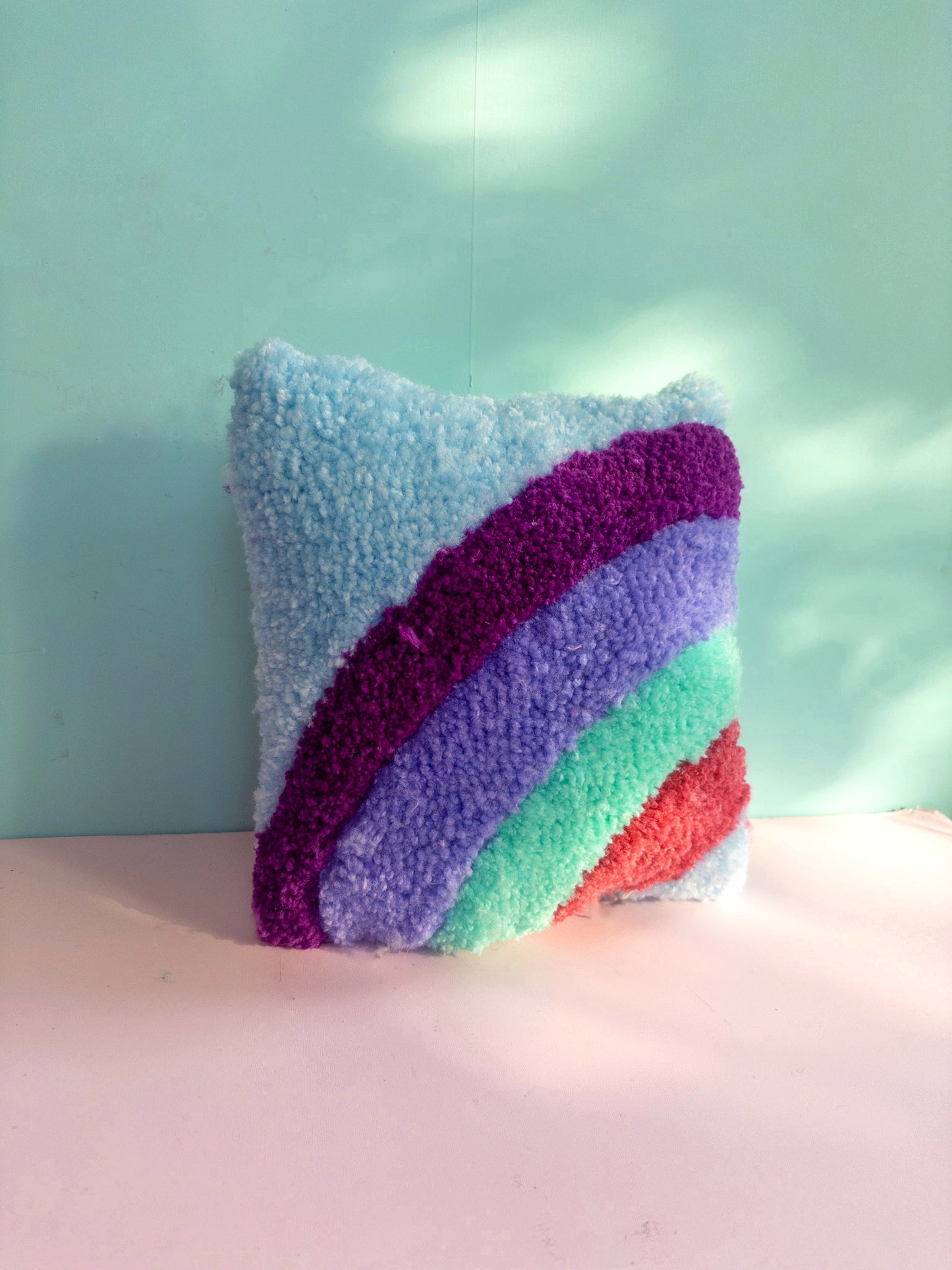 Tufted Cool Rainbow Arch Decorative Pillow