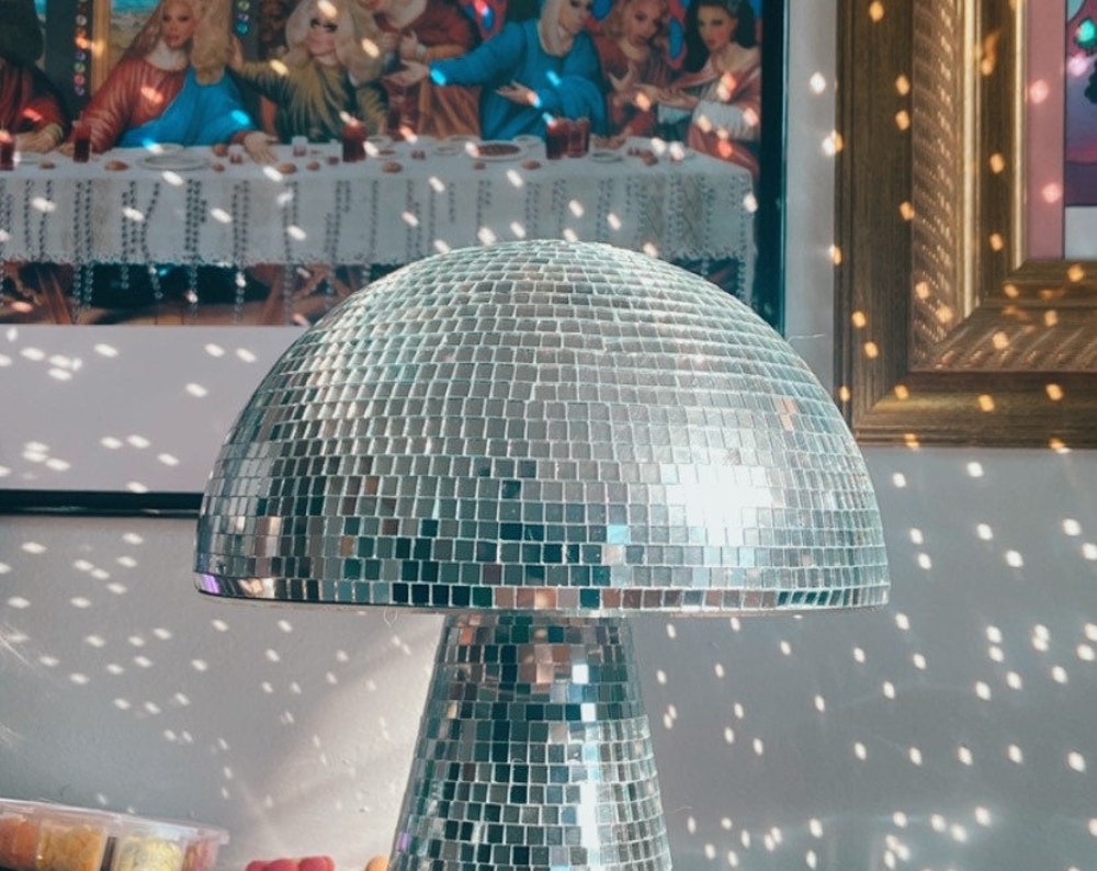 Silver Mirrorball Disco Mushroom