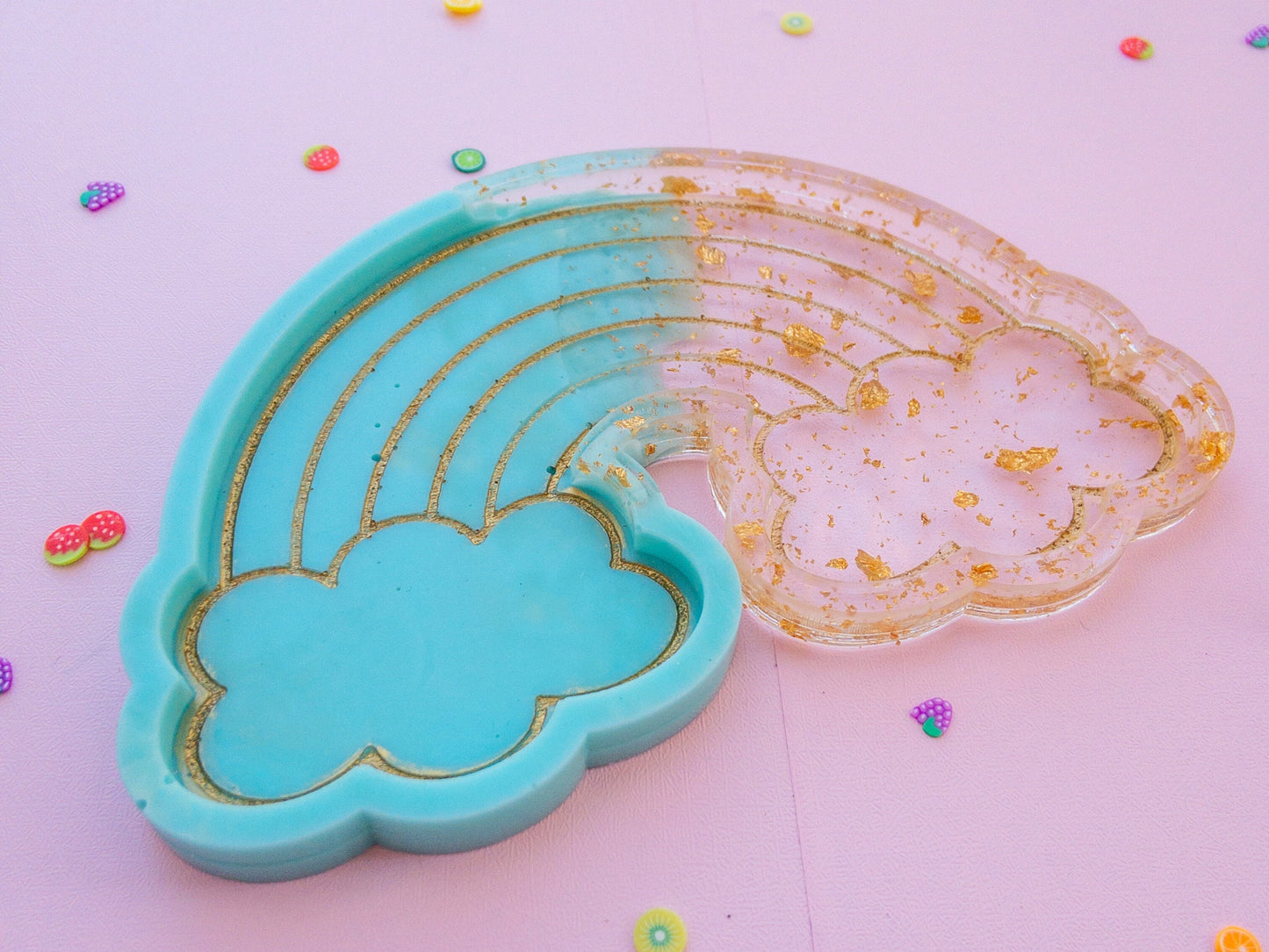 Turquoise Rainbow Cloud Ring Dish