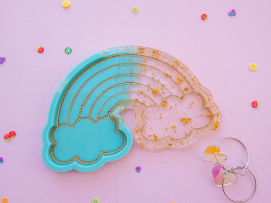 Turquoise Rainbow Cloud Ring Dish